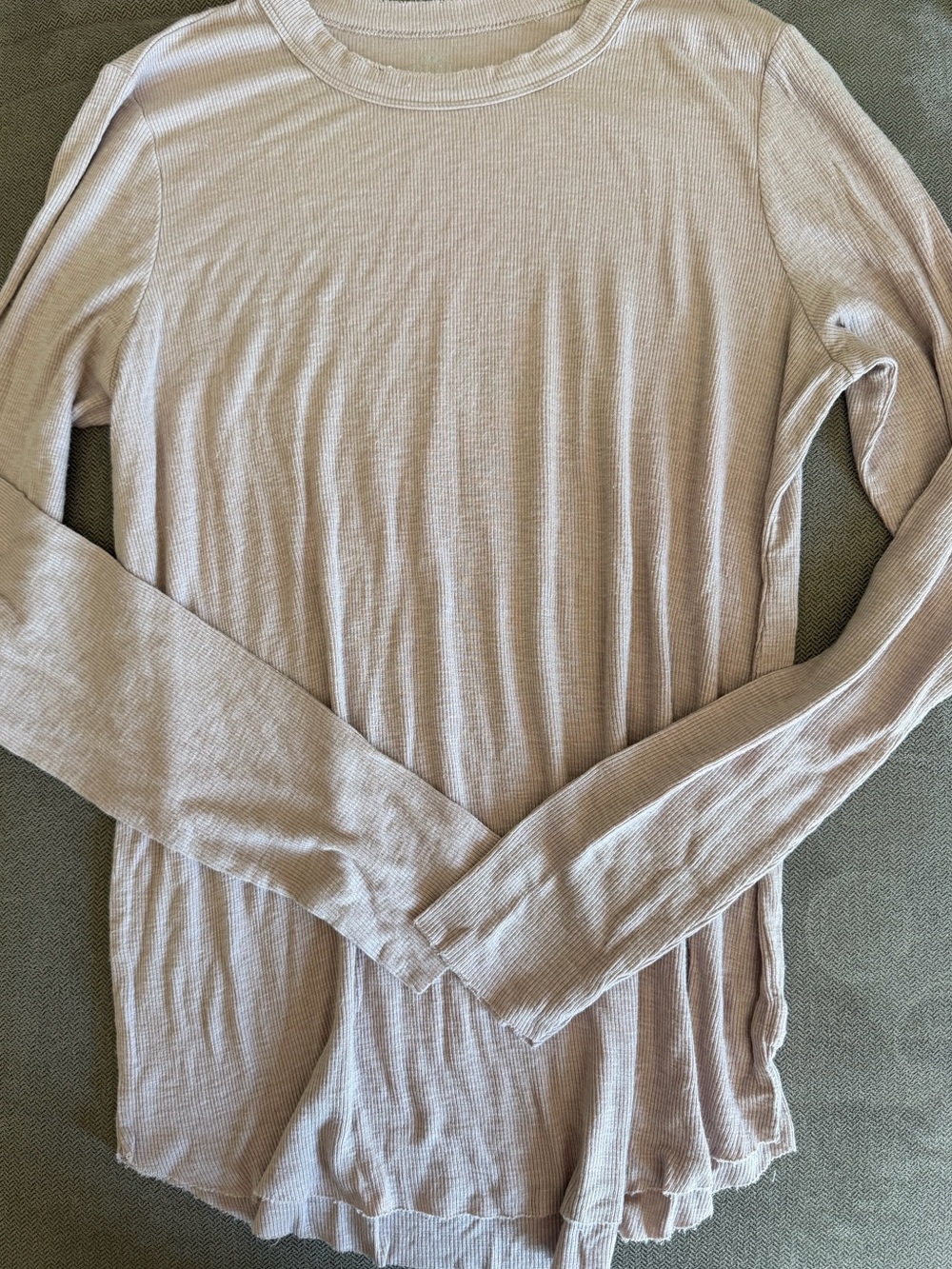 aerie Long-Sleeve Ribbed Tee in Mauve Medium